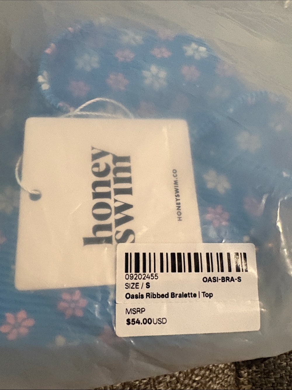 Honey swim  Floral Oasis Ribbed Bralette Top